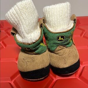 John Deere Kids' Green and Tan Booties